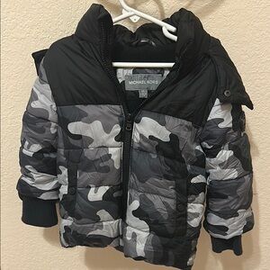 Michael Kors Black and Gray Camo Puffer Jacket